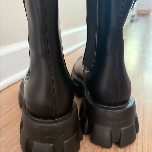Prada Black Leather Monolith Chelsea Boots - Picture 3 of 5